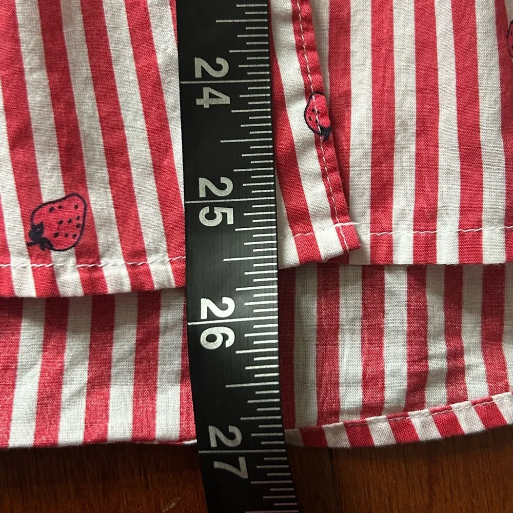 St. John’s Bay Strawberry Striped Button-Up Fruit Top Women’s M Cotton 90s Retro - Picture 8 of 9